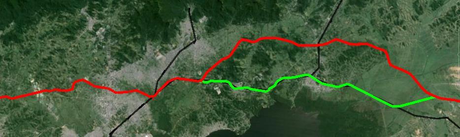 Propõe-se que os serviços de carga e de passageiros compartilhem faixa de domínio do atual leito ferroviário no