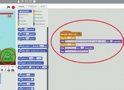 o REFERENCIAL para o movimento da arara. Mude o tempo para 15 segundos. Anotações Para ver a animação pronta acesse https://scratch.mit.