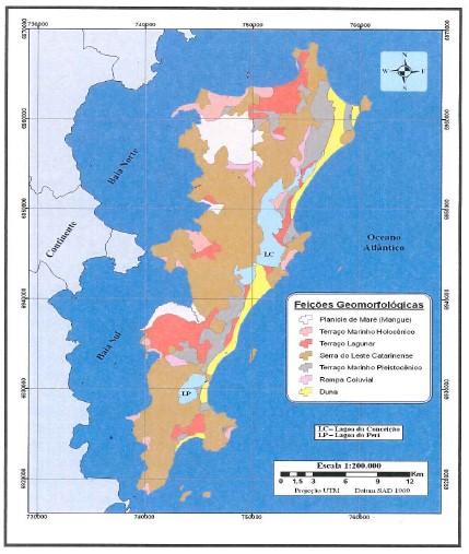 40 Figura 11. Mapa de feições geomorfológicas da ilha de Santa Catarina (extraído do Atlas fisiográfico e sedimentológico das praias arenosas da ilha de Santa Catarina).