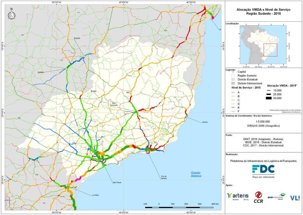 Resultados: evolução do nível de serviço das rodovias