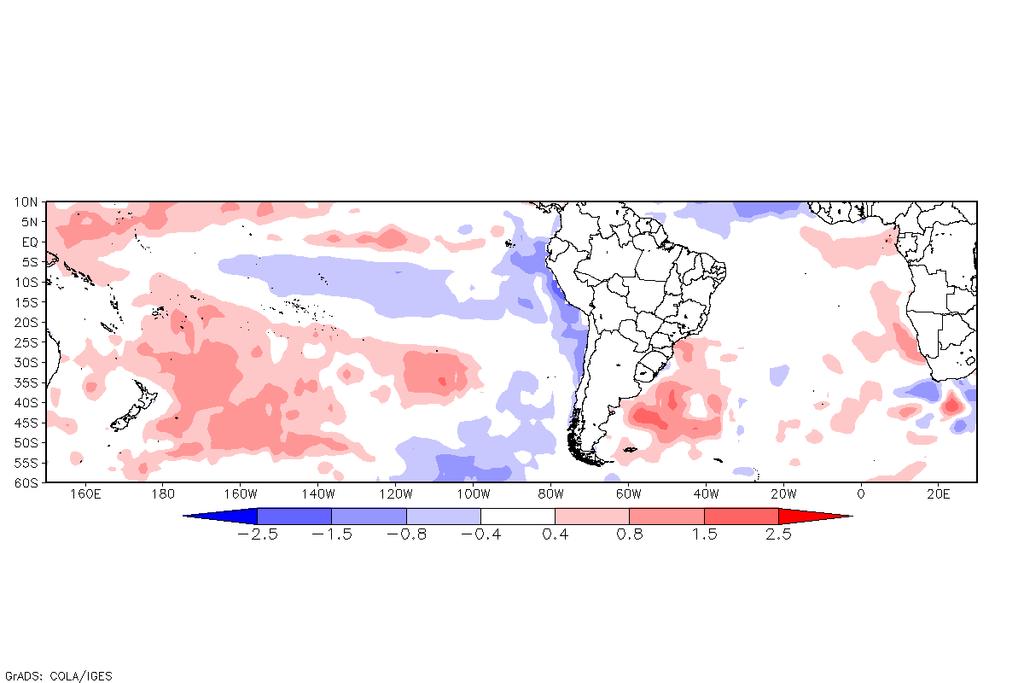 passando de valores negativos a situação atual de neutralidade neste mês, mas com tendência de permanecer aumentando as anomalias positivas decorrer desse ano.