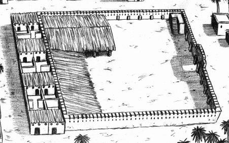 A origem: A CASA DE MAOMÉ A casa de Maomé em Medina: constituía uma planta quadrangular, com um pátio voltado para o sul e duas galerias com teto de palha e colunas de tronco