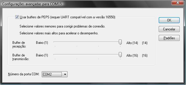 COM2 foi selecionada. Feche a janela clicando em OK. Reinicie o computador mantendo o Pin Pad conectado.