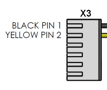 5 16 X10 (TE 1-480424-0) 2 & 3 0v Yellow 1.0 18 X3 (JST VHR-6N) 2 +12v Black 1.0 18 X3 (JST VHR-6N) 1 0v Blue 2.5 14 M4 Ring Tag N/A -12v Black 4.