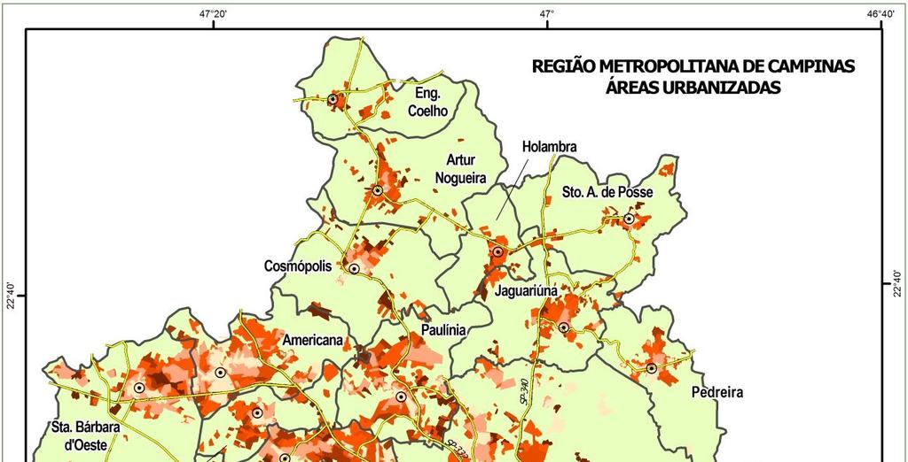 Figura 1 Evolução das áreas urbanizadas na RMC (1965-2015) É importante registrar que a partir da década de 1950, [.