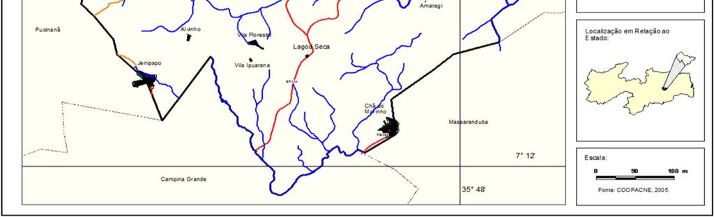 Mapa n 1 Limites municipais de Lagoa Seca-PB Fonte: COOPACNE e Prefeitura Municipal de Lagoa Seca.