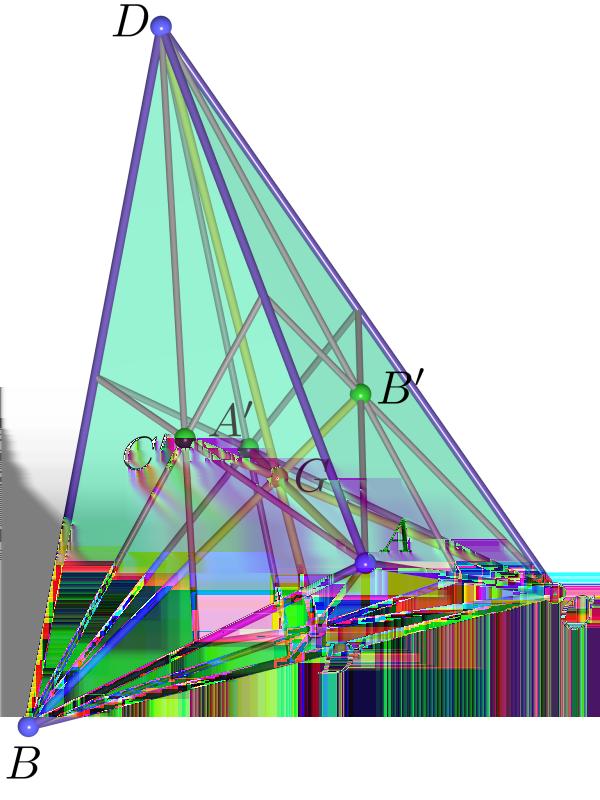 Geometria Analítica - Capítulo 10 167 Logo, GD = = = GA + AD + GB + BD + GC + CD ( ) GA + GB + GC D A + D B + D C GA + GB + GC = GD = DG.