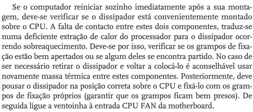 5. Problemas após o arranque do sistema operativo Dissipador do