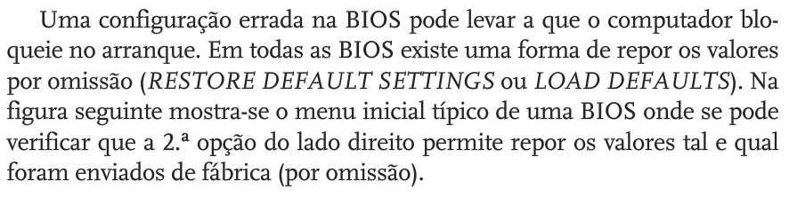 4. Problemas que precedem o arranque do sistema operativo BIOS