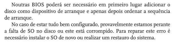 4. Problemas que precedem o arranque do sistema operativo Disco rígido
