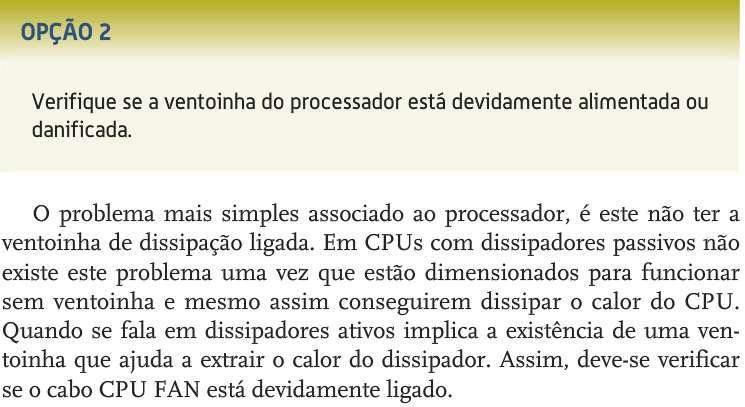 5. Problemas após o arranque do sistema operativo Dissipador do