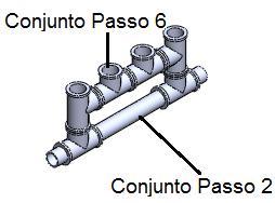 Passo 6 - Esquema de Montagem - Passo 7: Junte os conjuntos formados no passo 2 e no passo 6, como mostrado na figura 9 (2