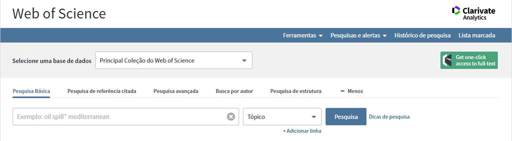 3 Pesquisa Pesquisa Básica Permite combinar campos de pesquisa. Pesquisa de referência citada Permite a pesquisa de registos que citaram um trabalho publicado.