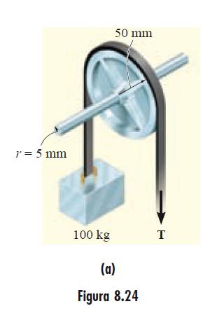 4 Polia Uma polia de 100 mm de diâmetro se ajusta num eixo com diâmetro de 10,0 mm para o qual o