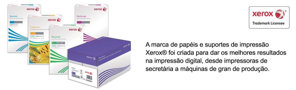 pt o código 7386 Fls/Emb Tipo de Embalagem Fls/Caixa Referência Xerox Referência 160 g/m² 21cm x 29,7cm DIN A4 250 EMBALAGEM 1 250 003R97680 YB16001045 30,55 19,85 19,09 29,7cm x 42cm DIN A3 250