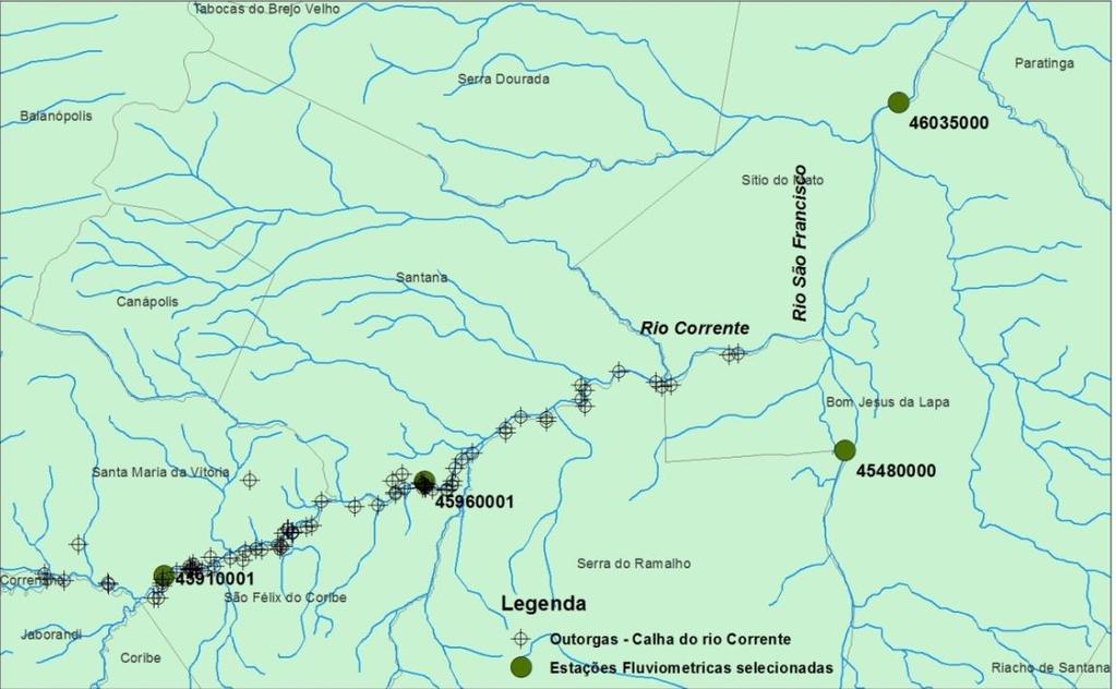 Na bacia do rio Corrente, a área correspondente ao SAU tem precipitação de 1.