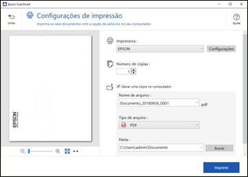 Impressão de digitalização É possível imprimir sua imagem digitalizada e salvar o arquivo digitalizado no computador.