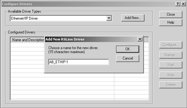 Comunicação com Dispositivos em uma Rede EtherNet/IP 3-7 Para configurar o driver de