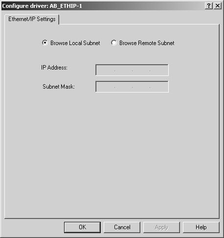 3-8 Comunicação com Dispositivos em uma Rede EtherNet/IP Após criar o driver, configure-o para que corresponda ao canal Ethernet no controlador. 3.