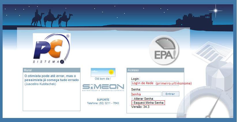 Página 1 de 8 1. ACESSO AO SISTEMA EPA Link para acesso ao sistema: http://epa.pcinformatica.com.
