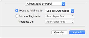 6. Selecione as opções de configuração de página: Tamanho do Papel e Orientação.