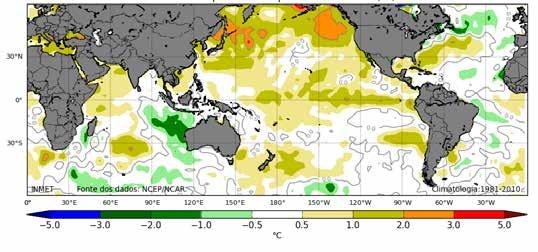 Figura 2 - Mapa de anomalias da TSM no período de 16 a 30 de novembro/2018 Fonte: Inmet Gráfico 1 - Monitoramento do índice diário de El Niño/La Niña 3.