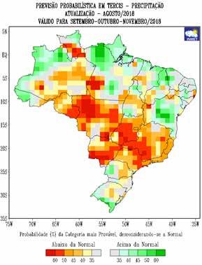 Figura 4 - Previsão probabilística de precipitação do modelo estatístico do INMET para Setembro-Outubro-Novembro/2018