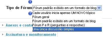 Vamos aprender a criar um fórum de uma única discussão simples. Então, em Tipo de Fórum escolha Uma única discussão simples.