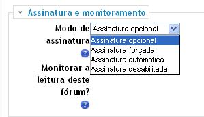 (Assinatura opcional). Quando o envio de mensagens não é obrigatório os participantes podem escolher se querem ou não receber cópias via e-mail.