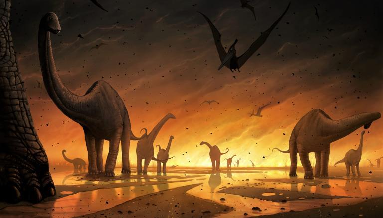 Morte dos dinossauros Depois da queda do asteroide, a Terra teria sofrido uma profunda alteração climática que levou a morte