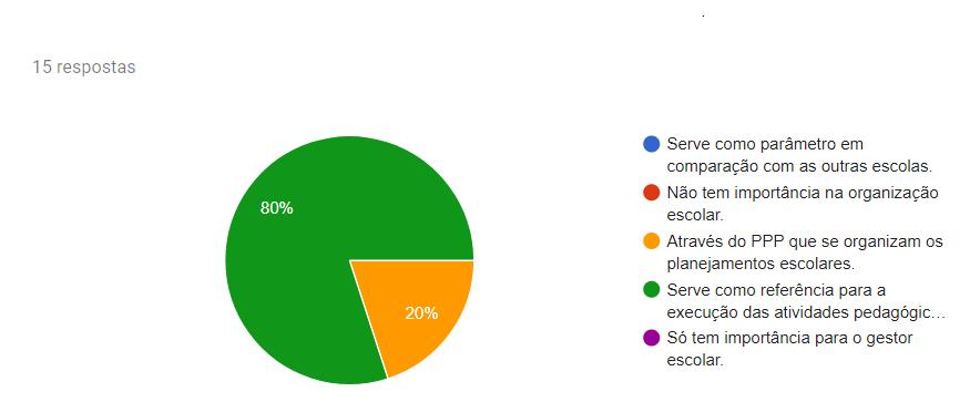 afirmaram que através do PPP se organizam os planejamentos escolares, conforme podemos observar no gráfico 06. Gráfico 06: Qual a importância do PPP para a organização escolar?