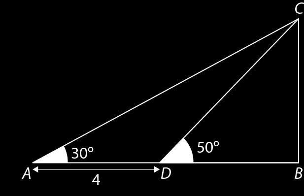 a: (A) 5,8 (B) 6,3 (C) 6,8 (D) 7,3 2. Na figura, o triângulo [AAAAAA] é retângulo em BB e DD pertence ao lado [AAAA].