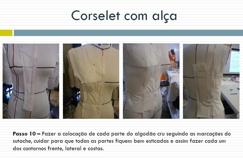 Figura 03: Material desenvolvido pela estudante explicando a etapa do processo de construção de corselet com alça.