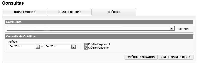 Página 70 de 123 7.4. Consulta de Créditos Através da aba Consulta de Créditos é possível consultar os créditos gerados ou recebidos, disponíveis ou pendentes de um determinado período.