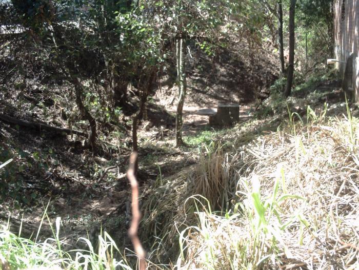 ravina visualizada na figura abaixo. Uma possível causa seria a concentração do fluxo da água da sanga, em períodos de extravaso do leito, visto que devido há canalização intensa nas medições.