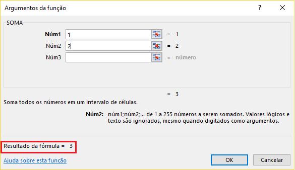 O campo Resultado da fórmula exibe uma prévia sobre qual resultado será exibido como resposta da fórmula, isto permite avaliar se o