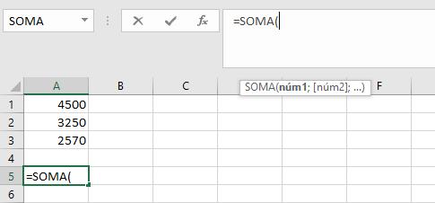 Para isso, na célula a qual irá inserir a fórmula, faça o seguinte: Digite a fórmula.