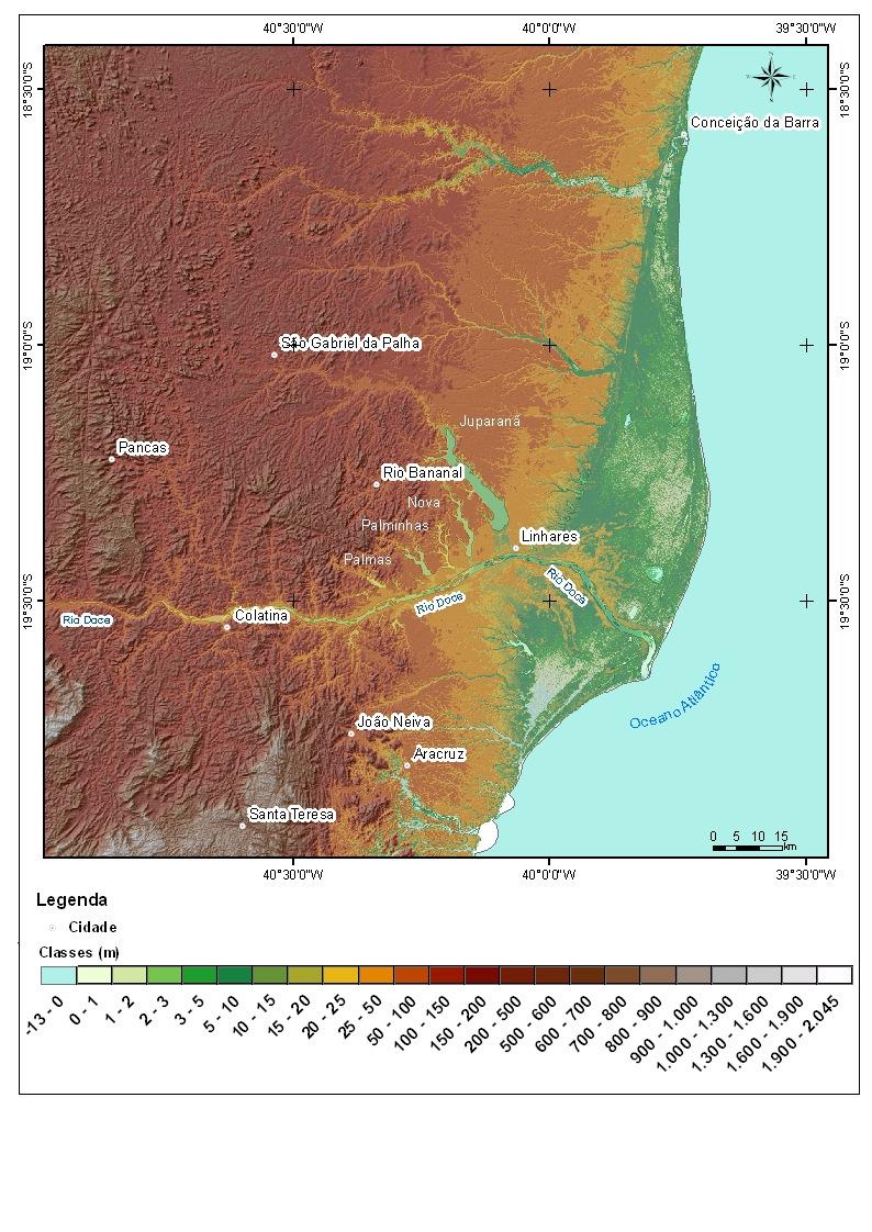 10 Figura 4: Mapa hipsométrico da área de estudo, construído sobre modelo digital de elevação disponível em http://seamless.usgs.