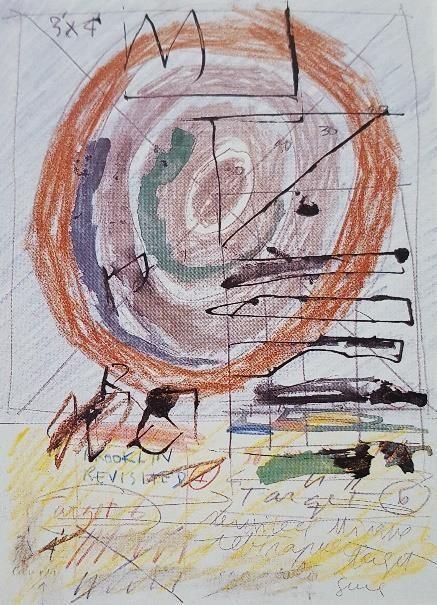 Figura 27- António Sena. Target 6-ibirapuera rain, 1974. Grafite, lápis de cor, tinta-da-china e aguada sobre papel, 31,9x23,4 cm. António Sena Pintura / Desenho Painting / Drawing 1964-2003.