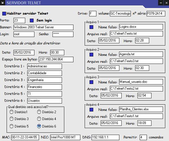 A melhor experiência de interatividade do usuário (invasor) com o sistema depende da correta configuração das informações