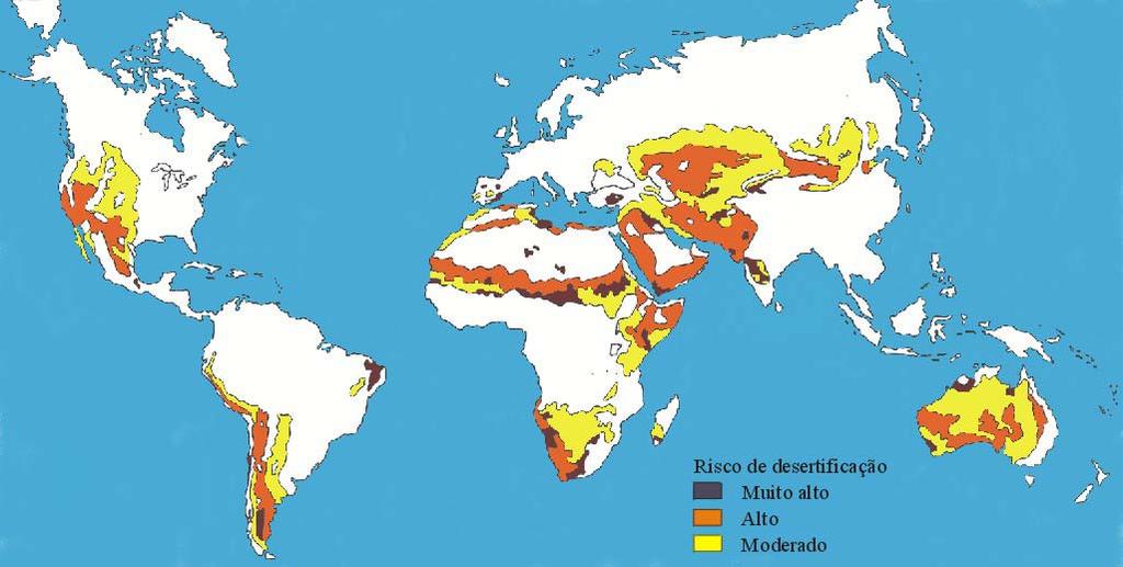 Figura 1 - Mapa das Áreas de Risco de Desertificação. Conferência sobre Desertificação das Nações Unidas (1977).