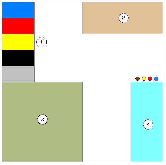 A Figura 3 mostra os elementos e a disposição destes em uma área genérica de 50 x 50 metros para manejo dos diferentes tipos de materiais da obra.