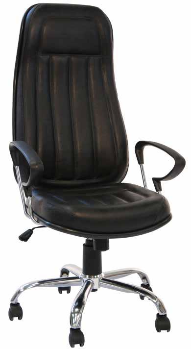 CARIBE Cadeira Presidente base giratória com estrela cromada 320mm, pistão cromado classe 3, braço fixo,