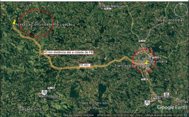 Figura 2: Localização da comunidade rural do Rio Ligação. MATERIAIS E MÉTODOS O presente trabalho se caracteriza como uma pesquisa exploratória de caráter qualitativa baseada num estudo de caso.