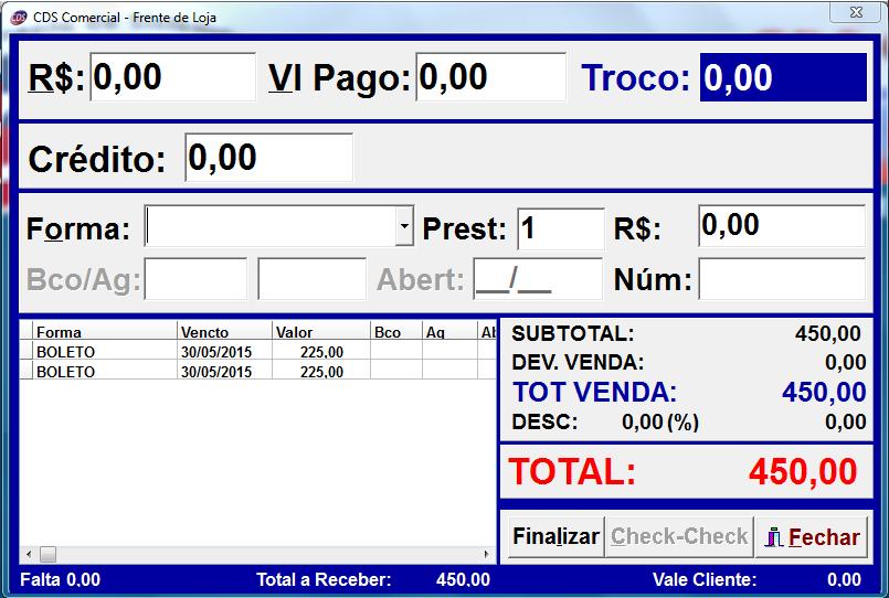 11-Nesse exemplo estou usando a forma de pagamento no boleto em duas vez.