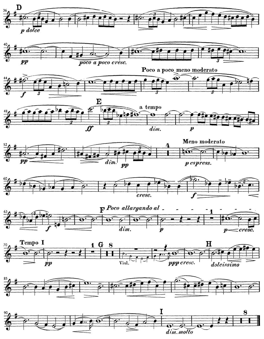 J. Sibelius, The Swan of Tuonela, letra de ensaio D até Fim / rehearsal
