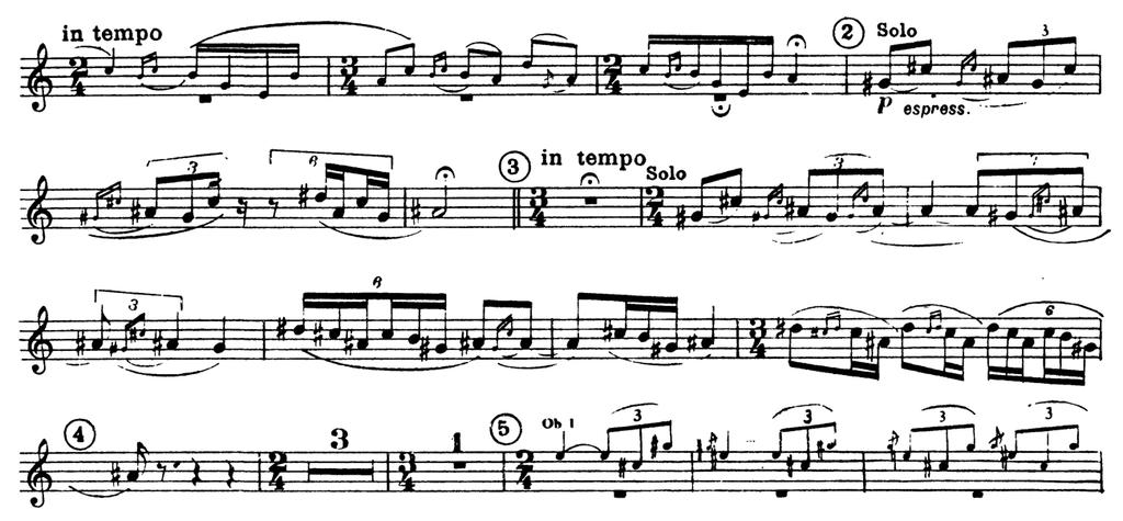 I. Stravinsky, Le Sacre du Printemps, I, números de ensaio / rehearsal numbers 2-4: M. Ravel, Piano Concerto in G, II, números de ensaio / rehearsal numbers 6-9.