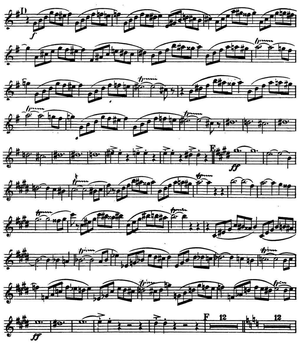 N. Rimsky-Korsakov, Scheherazade, I, letras de ensaio D a F; N.