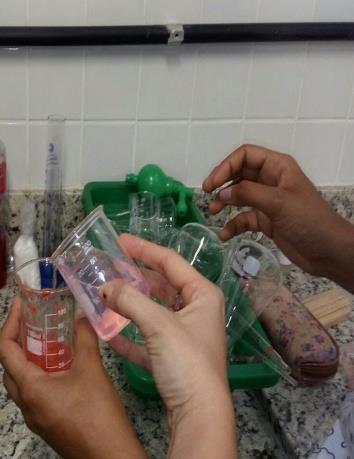 As vidrarias para a realização do experimento como o Bastão de vidro, Béquer, Peneira, Proveta e Tubos de ensaio encontravam - se no laboratório da UPE.