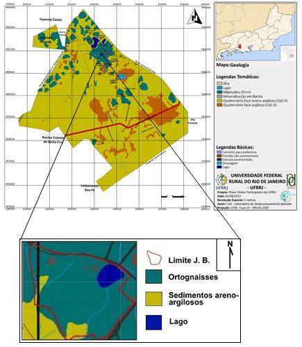 Figura 4. Mapa geológico do Jardim Botânico da UFRRJ (LGA UFRRJ, 2012). 3.